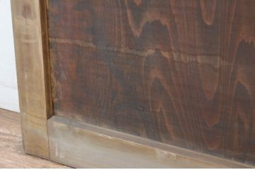 アンティーク建具　1枚板をくり抜いたレトロな雰囲気のガラスドア1枚(ガラス扉、木製ドア、扉)(R-065514)