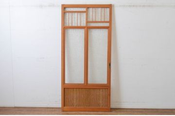 アンティーク建具　昭和レトロ　かわいいデザインが魅力のガラス戸1枚(引き戸)(R-065515)