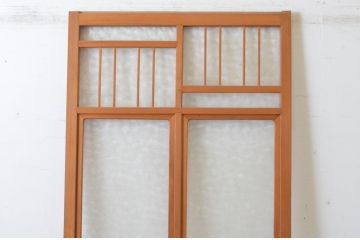 アンティーク建具　昭和レトロ　かわいいデザインが魅力のガラス戸1枚(引き戸)(R-065515)