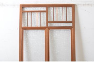 ビンテージ建具　昭和レトロ　かわいいデザインが魅力のガラス戸1枚(引き戸、ヴィンテージ)(R-065516)