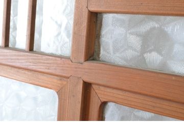 ビンテージ建具　昭和レトロ　かわいいデザインが魅力のガラス戸1枚(引き戸、ヴィンテージ)(R-065516)