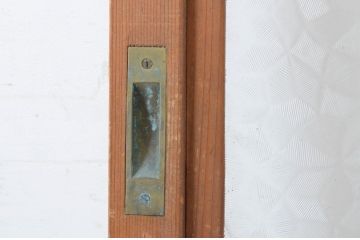 ビンテージ建具　昭和レトロ　かわいいデザインが魅力のガラス戸1枚(引き戸、ヴィンテージ)(R-065516)