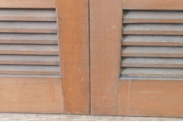ビンテージ建具　チェッカーガラスの背の高いガラス戸2枚セット(引き戸、ヴィンテージ)(R-065517)
