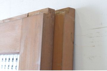 ビンテージ建具　チェッカーガラスの背の高いガラス戸2枚セット(引き戸、ヴィンテージ)(R-065517)