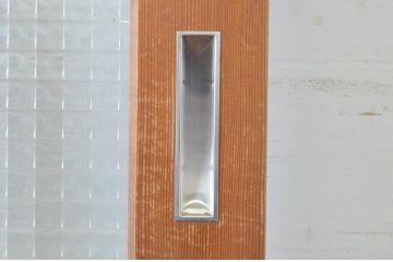 ビンテージ建具　チェッカーガラスの背の高いガラス戸2枚セット(引き戸、ヴィンテージ)(R-065518)