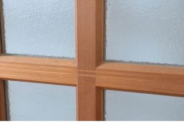 ビンテージ建具　チェッカーガラスの背の高いガラス戸2枚セット(引き戸、ヴィンテージ)(R-065518)