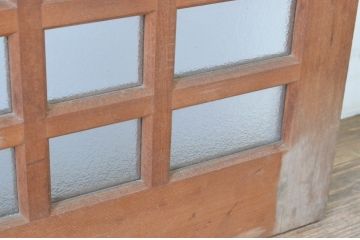 ビンテージ建具　チェッカーガラスの背の高いガラス戸2枚セット(引き戸、ヴィンテージ)(R-065518)