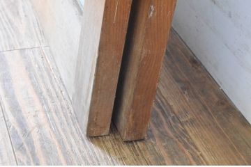 ビンテージ建具　チェッカーガラスの背の高いガラス戸2枚セット(引き戸、ヴィンテージ)(R-065518)