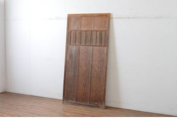 アンティーク建具　経年を感じる木肌が味わい深い無双付きの雨戸1枚(引き戸、板戸)(R-065523)