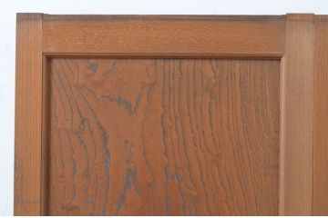 アンティーク建具　総欅(ケヤキ)材　1枚板のシンプルな引き戸2枚セット(板戸、窓)(R-065529)