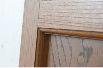 アンティーク建具　総欅(ケヤキ)材　1枚板のシンプルな引き戸2枚セット(板戸、窓)(R-065529)
