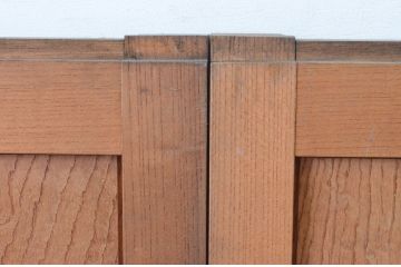 アンティーク建具　総欅(ケヤキ)材　1枚板のシンプルな引き戸2枚セット(板戸、窓)(R-065529)