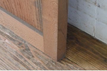 アンティーク建具　総欅(ケヤキ)材　1枚板のシンプルな引き戸2枚セット(板戸、窓)(R-065529)