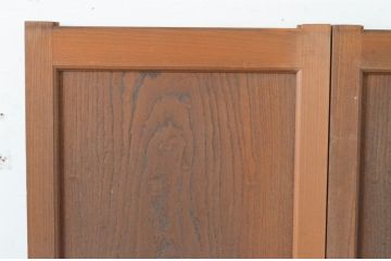 アンティーク建具　総欅(ケヤキ)材　1枚板のシンプルな引き戸2枚セット(板戸、窓)(R-065530)