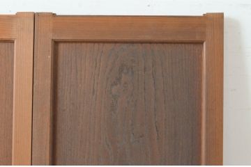 アンティーク建具　総欅(ケヤキ)材　1枚板のシンプルな引き戸2枚セット(板戸、窓)(R-065530)