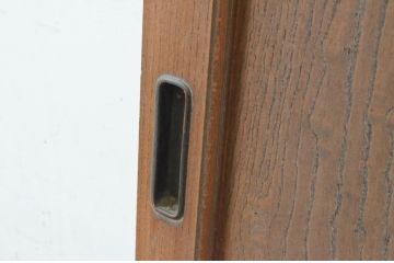 アンティーク建具　総欅(ケヤキ)材　1枚板のシンプルな引き戸2枚セット(板戸、窓)(R-065530)