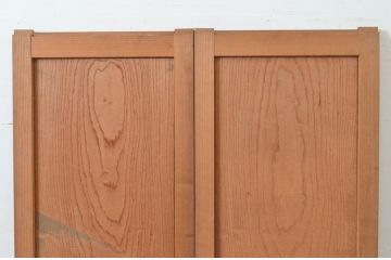 アンティーク建具　総欅(ケヤキ)材　1枚板のシンプルな引き戸2枚セット(板戸、窓)(R-065530)