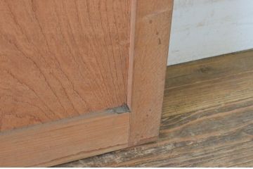 アンティーク建具　総欅(ケヤキ)材　1枚板のシンプルな引き戸2枚セット(板戸、窓)(R-065530)