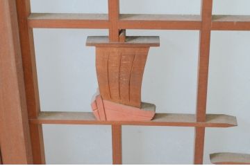 ビンテージ建具　山と海どちらの風情も味わえる書院ガラス戸2枚セット(窓、書院戸、引き戸、ヴィンテージ)(R-065532)