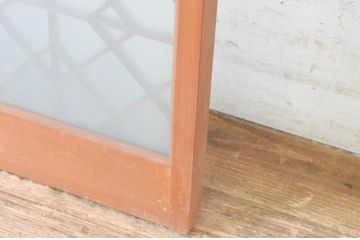 ビンテージ建具　和モダンな雰囲気を醸し出す組子入り書院ガラス戸2枚セット(窓、書院戸、引き戸、ヴィンテージ)(R-065533)