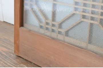 ビンテージ建具　両面ガラス　アジアンテイストの空間づくりにも活躍する組子入り書院ガラス戸4枚セット(窓、書院戸、引き戸、ヴィンテージ)(R-065535)