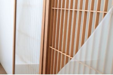 ビンテージ建具　両面ガラス　アジアンテイストの空間づくりにも活躍する組子入り書院ガラス戸4枚セット(窓、書院戸、引き戸、ヴィンテージ)(R-065535)