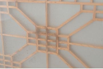 ビンテージ建具　両面ガラス　アジアンテイストの空間づくりにも活躍する組子入り書院ガラス戸4枚セット(窓、書院戸、引き戸、ヴィンテージ)(R-065535)