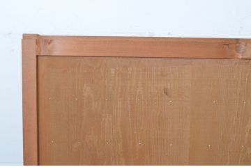 アンティーク建具　升目格子から覗く木目が美しい板戸の窓2枚セット(きつね格子、狐格子、マス目、格子戸、引き戸)(R-065538)