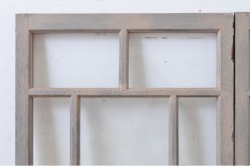 アンティーク建具　大正ロマンの雰囲気漂う小振りなペイントガラス窓2枚セット(引き戸、ガラス戸)(R-065539)
