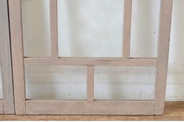 アンティーク建具　大正ロマンの雰囲気漂う小振りなペイントガラス窓2枚セット(引き戸、ガラス戸)(R-065539)