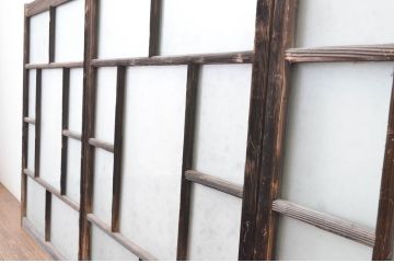 アンティーク建具　大正ロマンの雰囲気漂うデザインのガラス窓4枚セット(引き戸、ガラス戸)(R-065540)