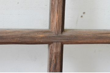 アンティーク建具　経年を感じさせる古い木味が魅力のガラス窓2枚セット(引き戸、ガラス戸)(R-065542)