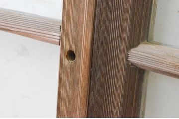 アンティーク建具　経年を感じさせる古い木味が魅力のガラス窓2枚セット(引き戸、ガラス戸)(R-065542)