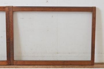 アンティーク建具　昭和レトロ　インテリアに合わせやすいシンプルなデザインのモールガラス窓2枚セット(引き戸、ガラス戸)(R-065543)