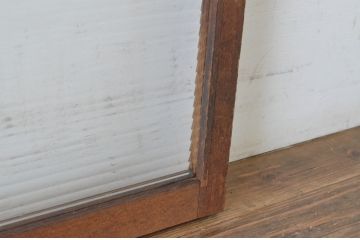 アンティーク建具　昭和レトロ　インテリアに合わせやすいシンプルなデザインのモールガラス窓2枚セット(引き戸、ガラス戸)(R-065543)