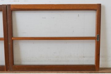 アンティーク建具　昭和レトロな雰囲気のお部屋作りにお勧めなモールガラス窓2枚セット(引き戸、ガラス戸)(R-065544)