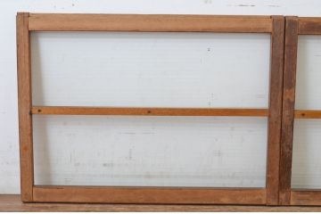 アンティーク建具　昭和レトロな雰囲気のお部屋作りにお勧めなモールガラス窓2枚セット(引き戸、ガラス戸)(R-065544)
