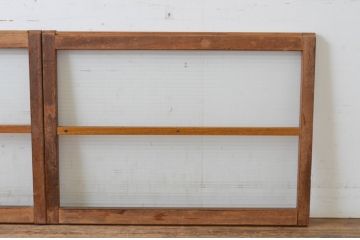 アンティーク建具　昭和レトロな雰囲気のお部屋作りにお勧めなモールガラス窓2枚セット(引き戸、ガラス戸)(R-065544)