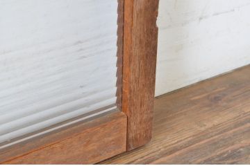 アンティーク建具　昭和レトロな雰囲気のお部屋作りにお勧めなモールガラス窓2枚セット(引き戸、ガラス戸)(R-065544)