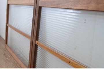 アンティーク建具　昭和レトロな雰囲気のお部屋作りにお勧めなモールガラス窓2枚セット(引き戸、ガラス戸)(R-065544)