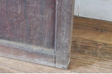 アンティーク建具　上手物　腰板欅(ケヤキ)材　趣のある色合いが魅力の幅狭格子戸2枚セット(引き戸、ガラス戸、ガラス帯戸)(R-065547)