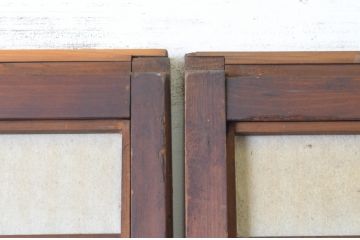 アンティーク建具　腰板欅(ケヤキ)材　風情のある佇まいが魅力的な裏障子付き幅狭格子戸4枚セット(引き戸、障子戸、ガラス帯戸)(R-065548)