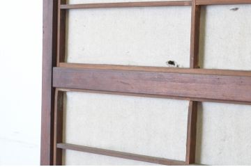 アンティーク建具　腰板欅(ケヤキ)材　風情のある佇まいが魅力的な裏障子付き幅狭格子戸4枚セット(引き戸、障子戸、ガラス帯戸)(R-065548)