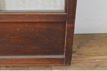 アンティーク建具　腰板欅(ケヤキ)材　風情のある佇まいが魅力的な裏障子付き幅狭格子戸4枚セット(引き戸、障子戸、ガラス帯戸)(R-065548)