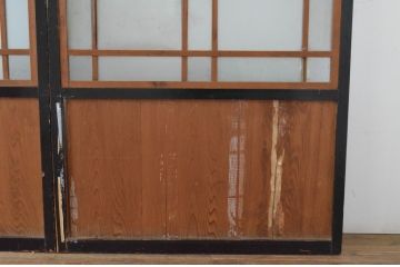 アンティーク建具　大正ロマン　レトロモダンな雰囲気漂うガラス帯戸4枚セット(ガラス戸、板戸、引き戸)(R-065549)