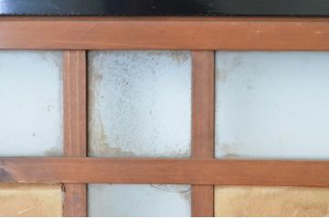 アンティーク建具　大正ロマン　レトロモダンな雰囲気漂うガラス帯戸4枚セット(ガラス戸、板戸、引き戸)(R-065549)