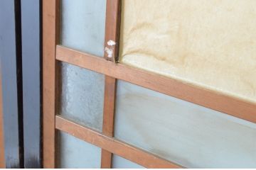 アンティーク建具　大正ロマン　レトロモダンな雰囲気漂うガラス帯戸4枚セット(ガラス戸、板戸、引き戸)(R-065549)