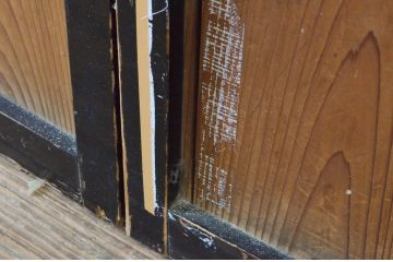 アンティーク建具　大正ロマン　レトロモダンな雰囲気漂うガラス帯戸4枚セット(ガラス戸、板戸、引き戸)(R-065549)