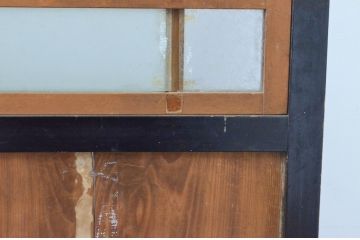 アンティーク建具　大正ロマン　レトロモダンな雰囲気漂うガラス帯戸4枚セット(ガラス戸、板戸、引き戸)(R-065549)
