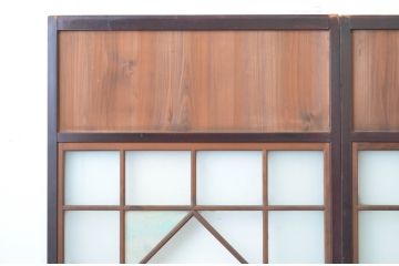 アンティーク建具　大正ロマン　レトロモダンな雰囲気漂うガラス帯戸3枚セット(ガラス戸、板戸、引き戸)(R-065550)